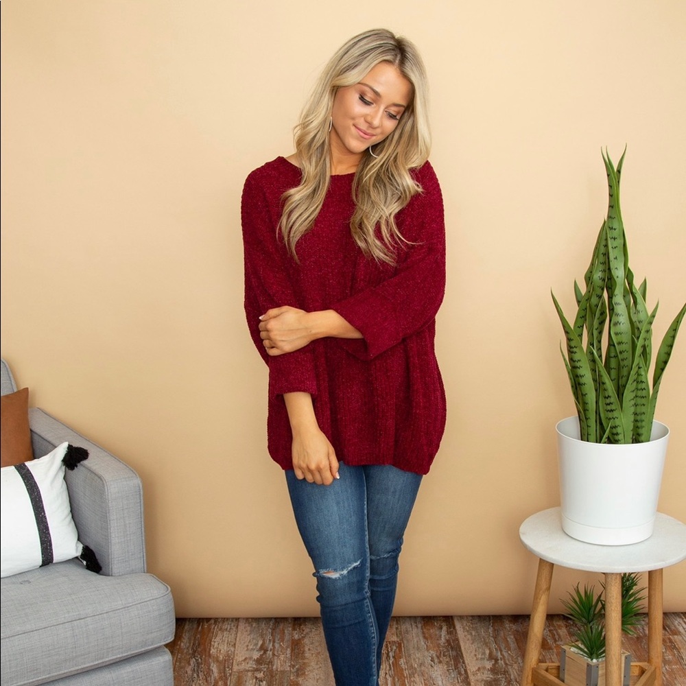 Oversized Red Sweater Eleven Oaks Sz M/L